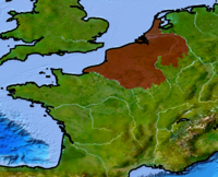 A map of a territory located roughly in northern France into the Netherlands.